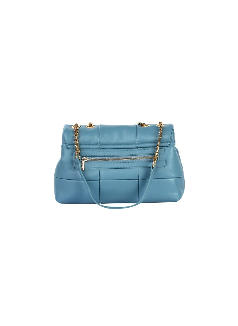 أميكا Stella Women's Soft Leather Puffer Shoulder Crossbody Handbag with Metal Chain