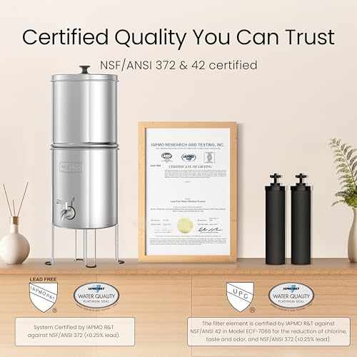 Waterdrop TK15AS Gravity Water Filtration System NSFANSI 42372 Certified Black Carbon Filters Reduce Lead and Up to 98 Chlorine with Stainless Steel Stand for Home Travel Emergencies 15G - Image 3