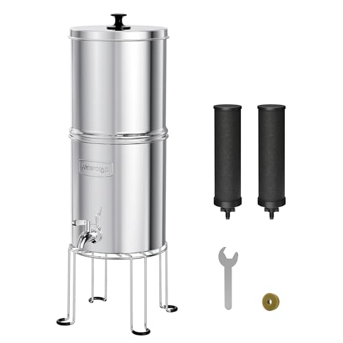 Waterdrop TK15AS Gravity Water Filtration System NSFANSI 42372 Certified Black Carbon Filters Reduce Lead and Up to 98 Chlorine with Stainless Steel Stand for Home Travel Emergencies 15G - Image 1