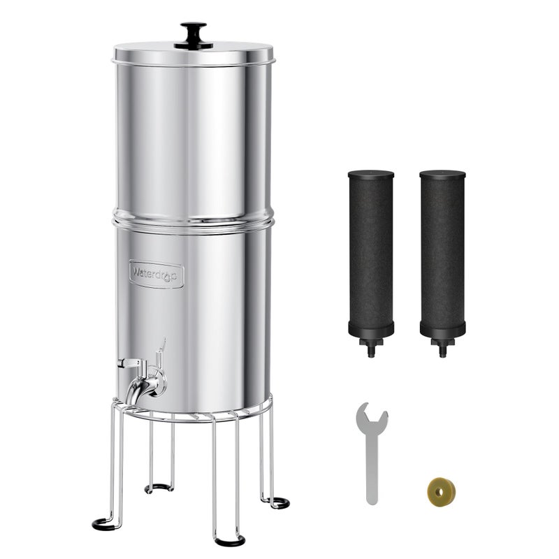 Waterdrop TK15AS Gravity Water Filtration System NSFANSI 42372 Certified Black Carbon Filters Reduce Lead and Up to 98 Chlorine with Stainless Steel Stand for Home Travel Emergencies 15G - Image 2