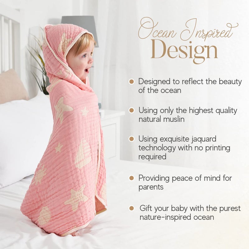 HardNok UltraSoft Muslin Baby Hooded Towel  32 x 32 Inches Ideal for Bath  Beach Suitable for Both Boys  Girls from Newborns to Toddlers - Image 2
