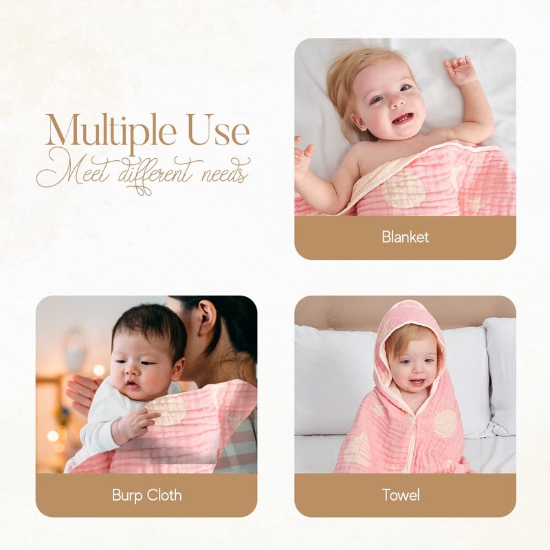 HardNok UltraSoft Muslin Baby Hooded Towel  32 x 32 Inches Ideal for Bath  Beach Suitable for Both Boys  Girls from Newborns to Toddlers - Image 4
