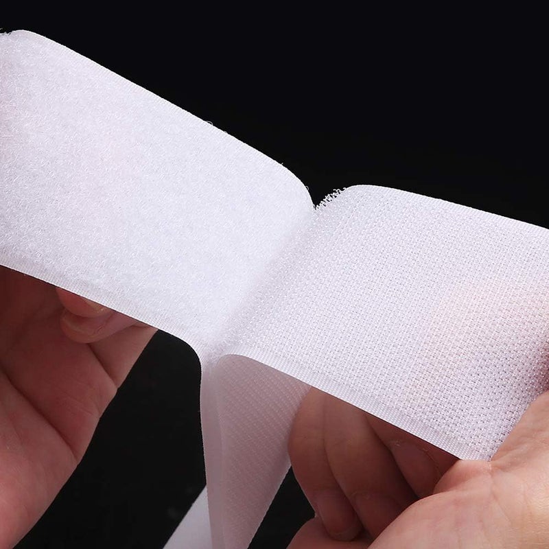 Hanfinee 2 Inch Width Sew on Hook and Loop Tape, Non-Adhesive Nylon Fabric Fastener Interlocking Tape for Sewing Crafts DIY,Clothes,Shoes (White,5 Yards) - Image 3