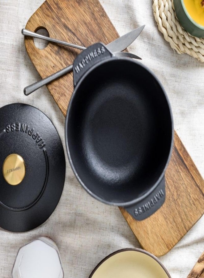 CiCixixi 1.95 Quart Cast Iron Steamer Pot, Uncoated Cast Iron Rice Pot Dutch Oven Nonstick Saucepan with Lid & Stainless Steel Steamer Basket - Image 5