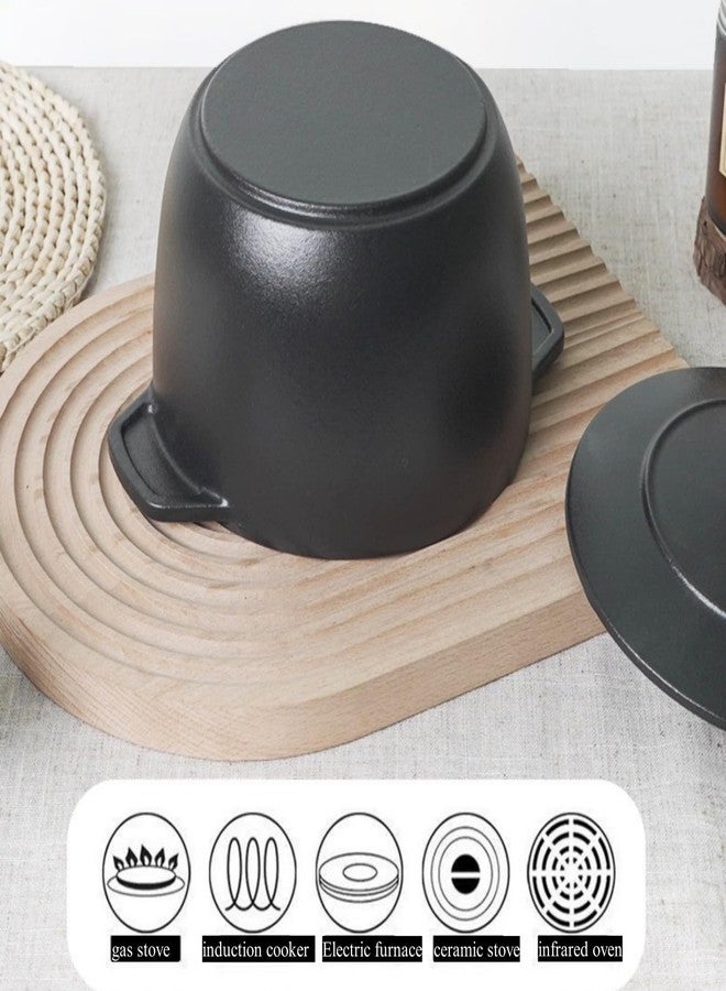 CiCixixi 1.95 Quart Cast Iron Steamer Pot, Uncoated Cast Iron Rice Pot Dutch Oven Nonstick Saucepan with Lid & Stainless Steel Steamer Basket - Image 3
