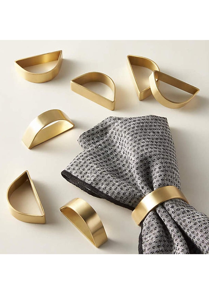YUFAN 12PCS Napkin Ring, Gold Stainless Steel Napkin Ring Holder, Modern Design Zinc Alloy Semi-Circular Napkin Ring, Creative Modern Simple D-Shaped Napkin Clasp, Gold Polished Napkin Ring, Used for Table Decoration, Kitchen, Dinner Parties, Weddings - Image 2