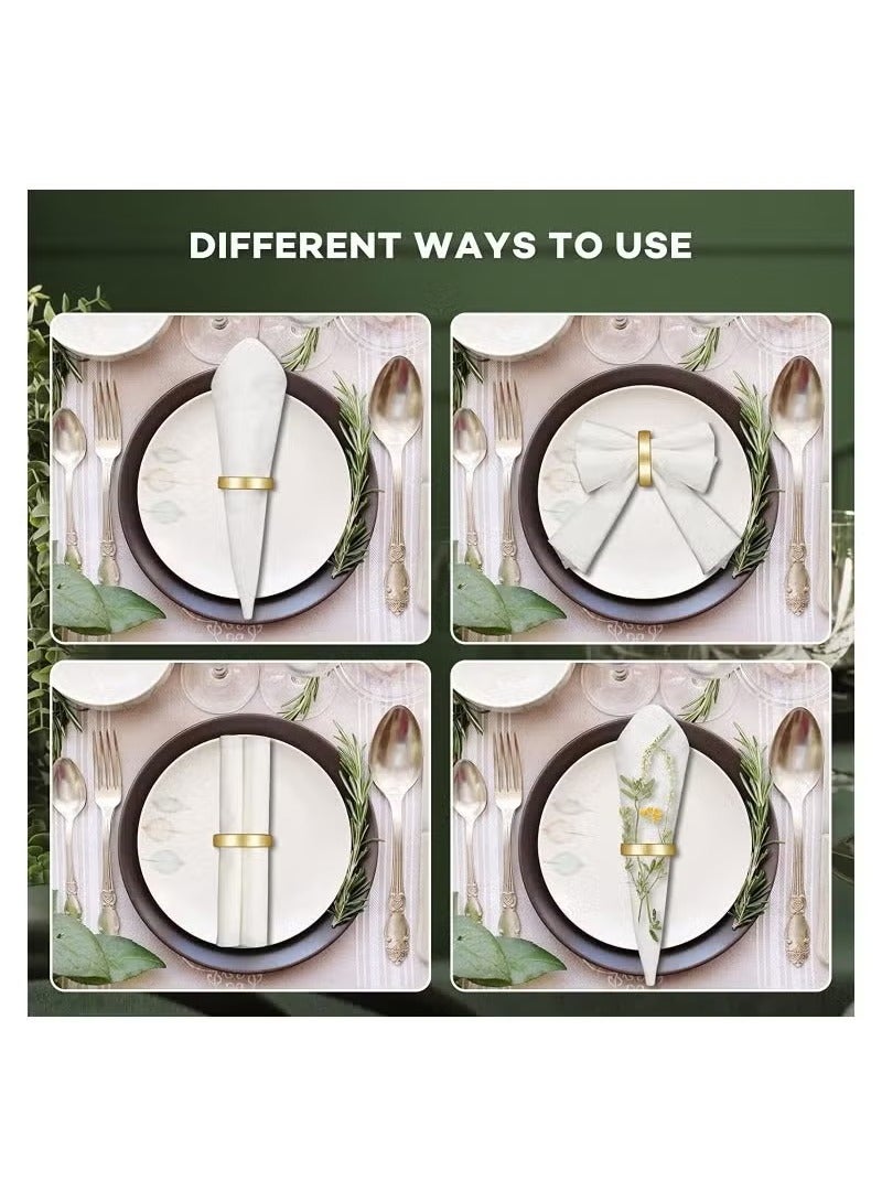 YUFAN 12PCS Napkin Ring, Gold Stainless Steel Napkin Ring Holder, Modern Design Zinc Alloy Semi-Circular Napkin Ring, Creative Modern Simple D-Shaped Napkin Clasp, Gold Polished Napkin Ring, Used for Table Decoration, Kitchen, Dinner Parties, Weddings - Image 3