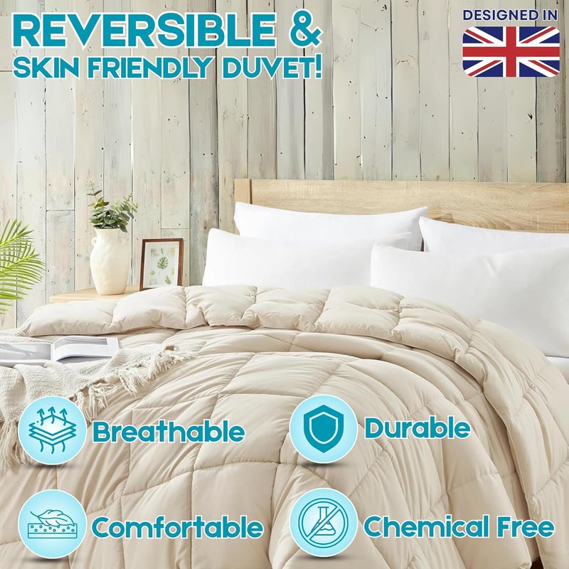 FOAM CRAFT® 3 Piece Bed Comforter Set - Cozy Down Alternative Filled Comforter & 2 Pillow Shams, Twin Size (Beige, 135 x 200cm) - Image 5