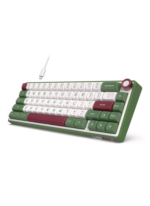 RK ROYAL KLUDGE R65 Wired Gaming Keyboard with Volume Knob, 60% Percent RGB Backlit Mechanical Keyboard Gasket Mount with PBT Keycaps, MDA Profile, 66 Keys Hot Swappable Cream Switch (Green, Blue)