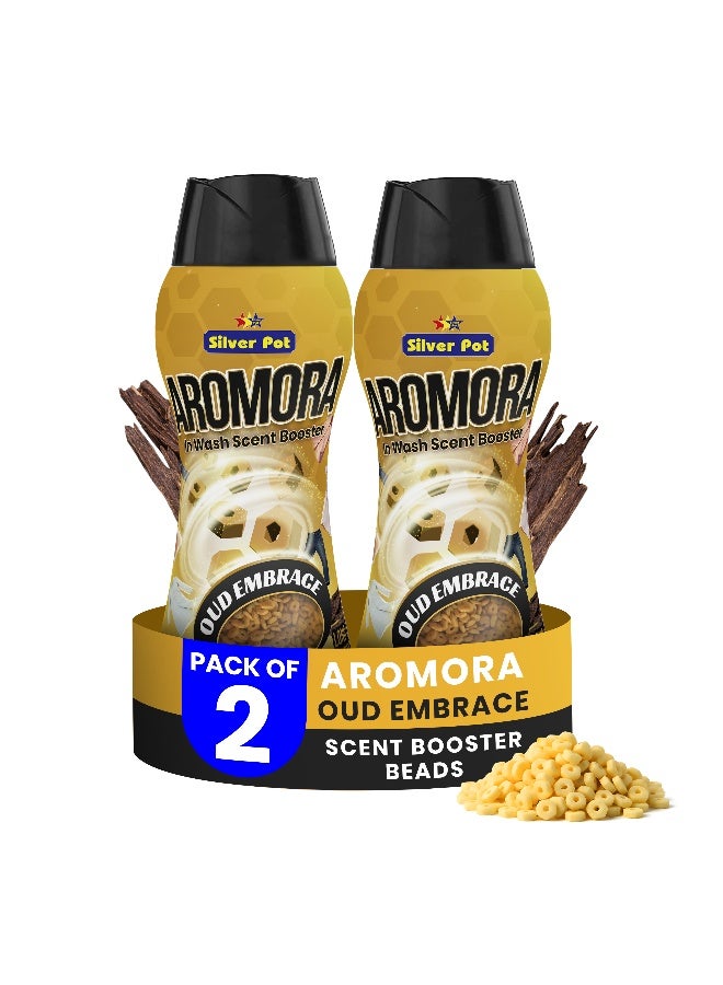 Silver Pot Aromora Fabric Deodorizer Oud Embrace - Pack of 2 -  Laundry Perfume In-Wash Scent Booster Beads 300g , Refreshing Long-Lasting Laundry Fragrance, Suitable for Use with Fabric Softeners and Detergents - Image 1