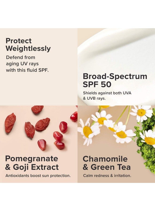 باولاز تشويس مرطب الوجه السائل المقاوم للرطوبة اليومي بعامل حماية من أشعة الشمس 50، حماية من الأشعة فوق البنفسجية الطويلة والمتوسطة، البابونج وفيتامين إي، واقي من الشمس للبشرة الدهنية، 2 أونصة