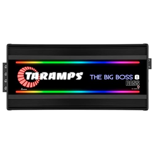Taramp's Taramps The Big Boss 8 Bass Black Color Amplifier 0.5 to 2 Ohms 8000 Watts RMS 108 RGB Effects, Multi Impedance, Monoblock Class D, Smart 8k Car Audio - Image 1