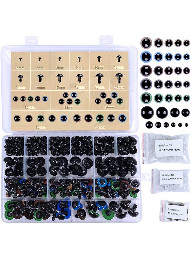 وينلين 282 قطعة 620 مم من عيون السلامة البلاستيكية الملونة والأسود مع غسالات عيون دمية حرفية للعبة الكروشيه المصنوعة من أميجورومي والحيوانات المحشوة (أحجام متنوعة) - Image 1