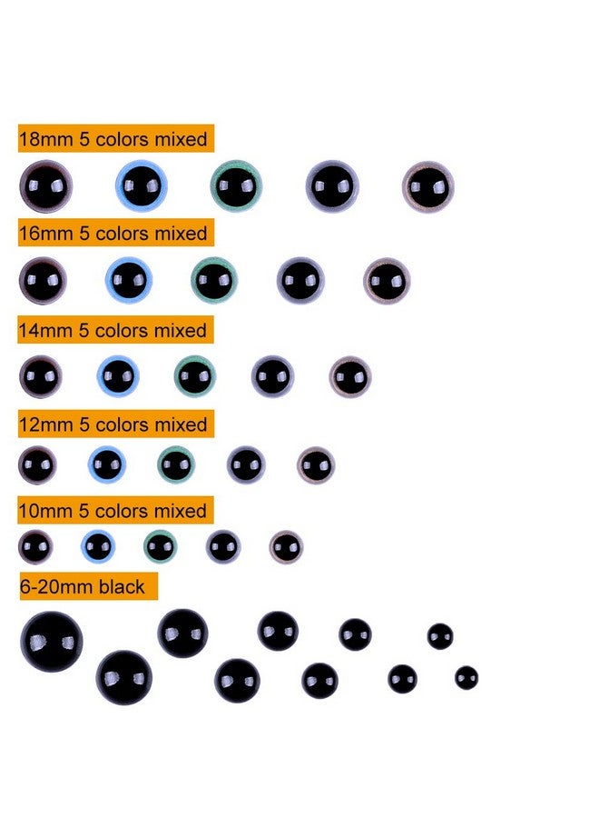 وينلين 282 قطعة 620 مم من عيون السلامة البلاستيكية الملونة والأسود مع غسالات عيون دمية حرفية للعبة الكروشيه المصنوعة من أميجورومي والحيوانات المحشوة (أحجام متنوعة) - Image 2