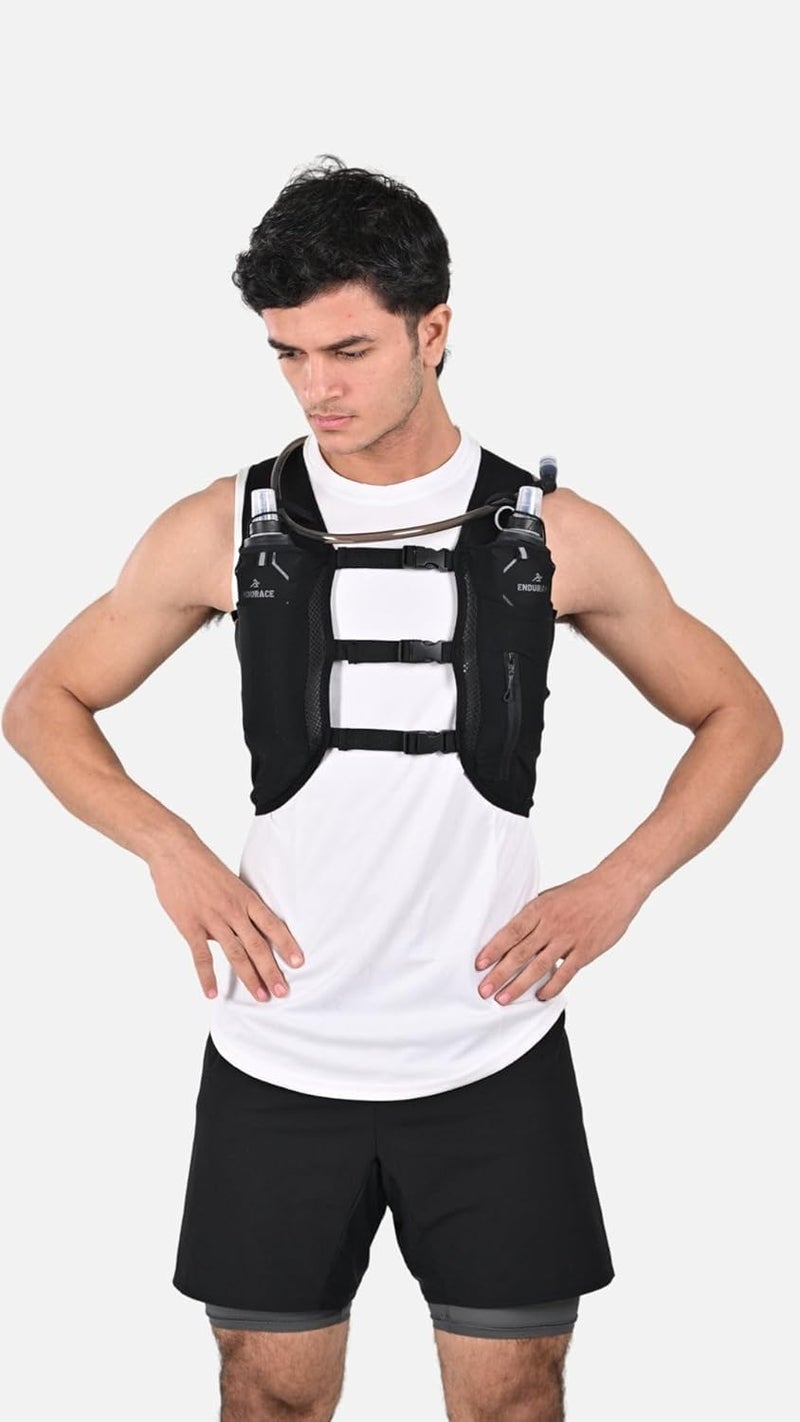 ENDURACE Hydration Vest, Running and Hiking Pack, 2L Bladder Compatible, 6 Pockets, Adjustable Straps, Black - Image 1