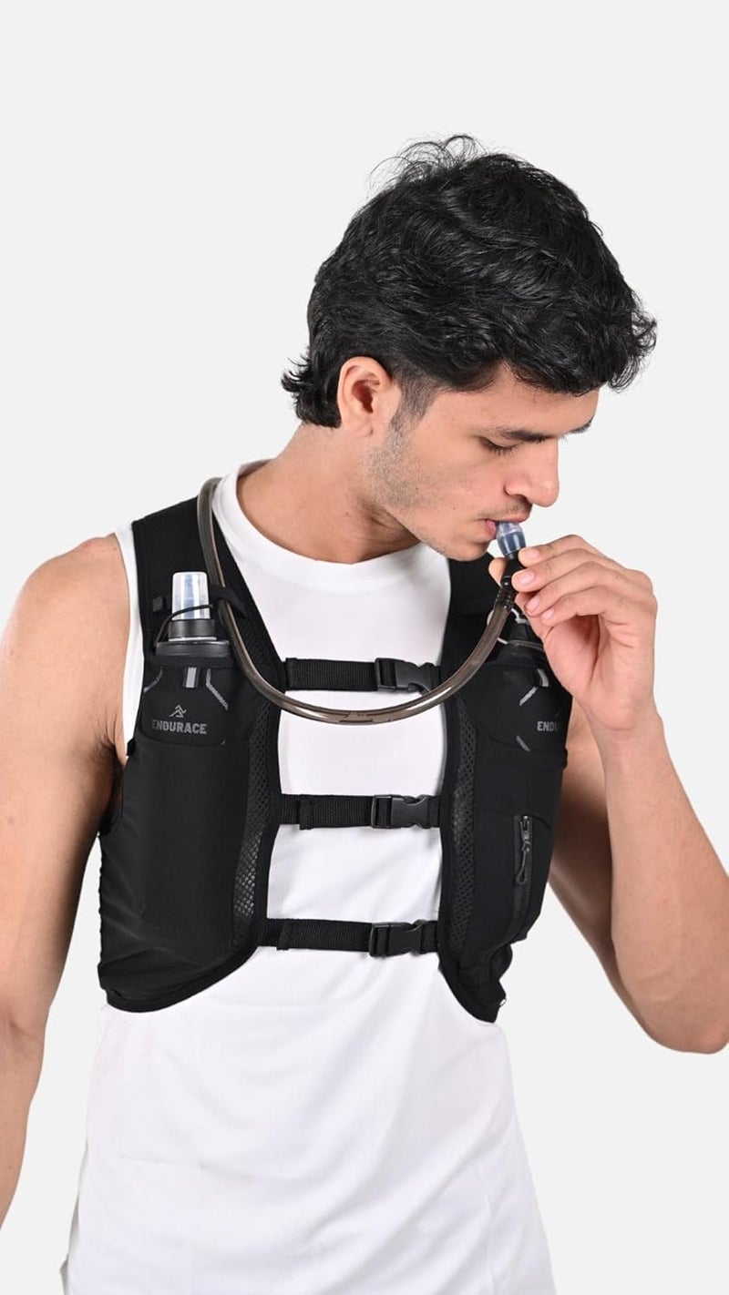 ENDURACE Hydration Vest, Running and Hiking Pack, 2L Bladder Compatible, 6 Pockets, Adjustable Straps, Black - Image 2