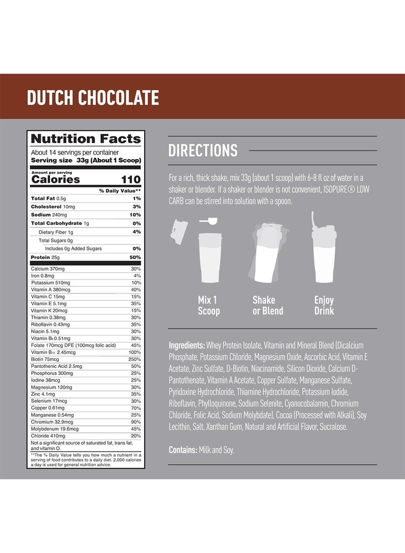 Isopure Low Carb Whey Protein Isolate Powder With Vitamin C And Zinc 25G Protein And Keto Friendly Dutch Chocolate 1 Lb 15 Servings 454 G  - Image 3