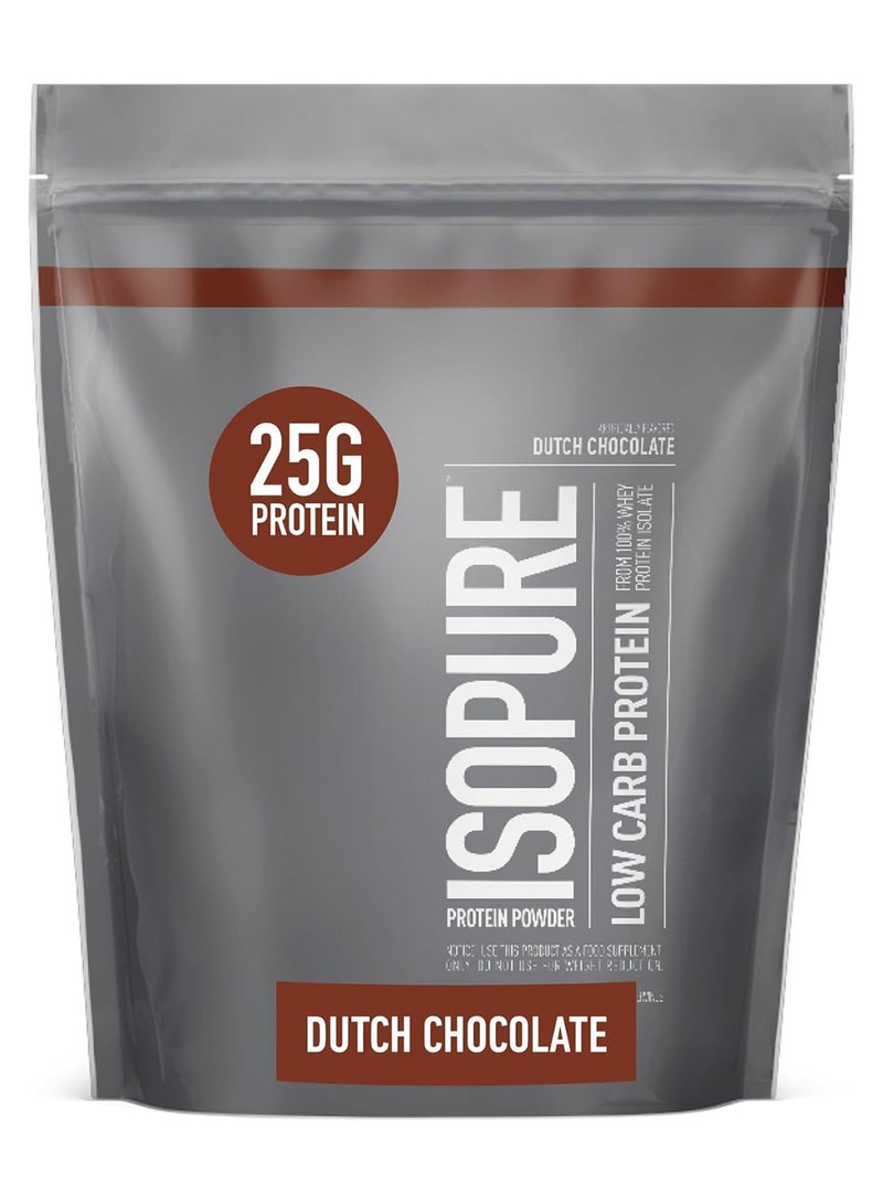 Isopure Low Carb Whey Protein Isolate Powder With Vitamin C And Zinc 25G Protein And Keto Friendly Dutch Chocolate 1 Lb 15 Servings 454 G  - Image 1