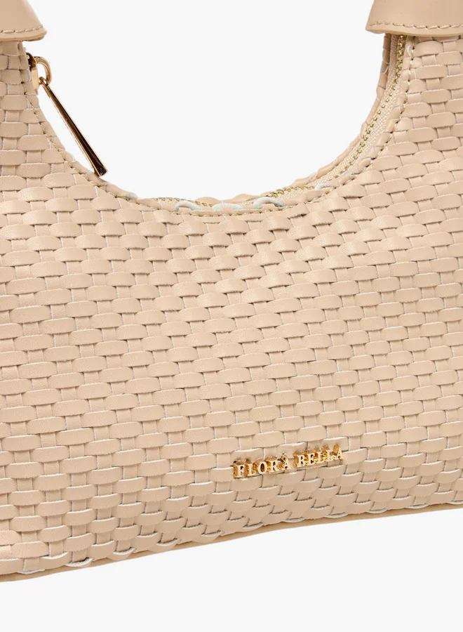 Flora Bella By Shoexpress Weave Textured Shoulder Bag with Zip Closure