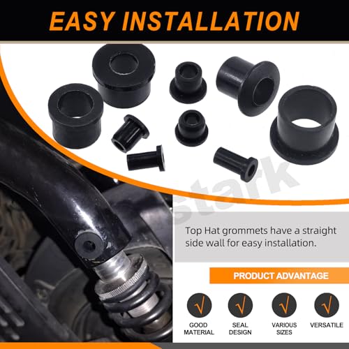 Rustark 72Pcs 9 Sizes Black Silicone Rubber Grommets Assortment Kit T-Type Hole Grommet Small Top Hat Grommets Waterproof Wire Grommets Firewall Silicone Plug for Wiring Automotive Water Pipe - Image 5