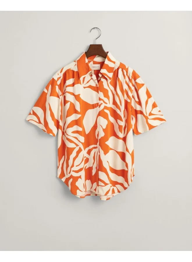 GANT Relaxed Fit Palm Print Short Sleeve Shirt