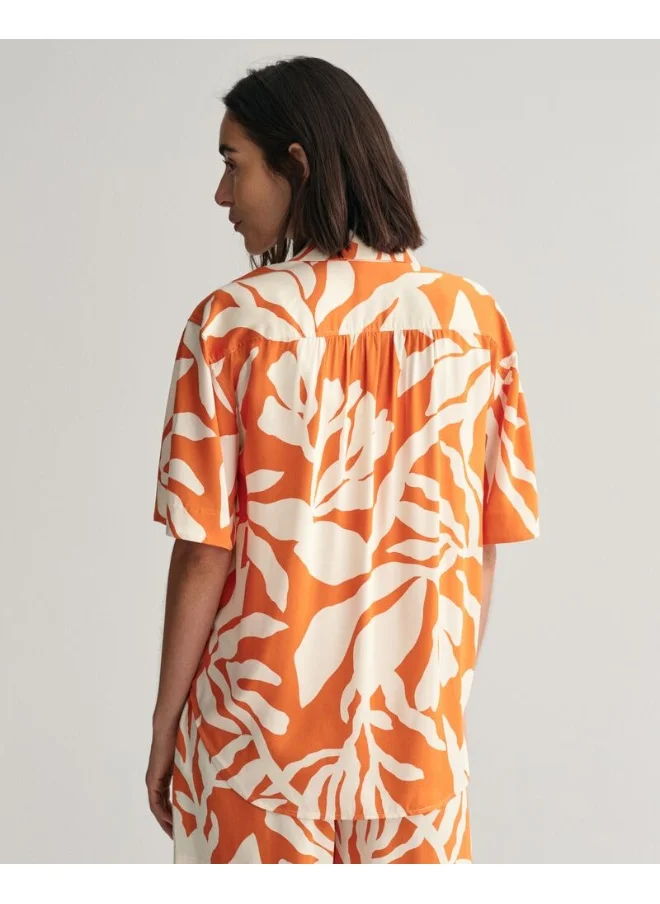 غانت Relaxed Fit Palm Print Short Sleeve Shirt
