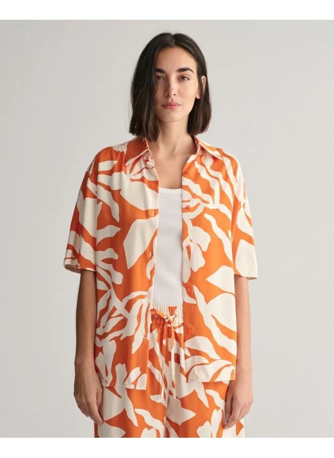 غانت Relaxed Fit Palm Print Short Sleeve Shirt