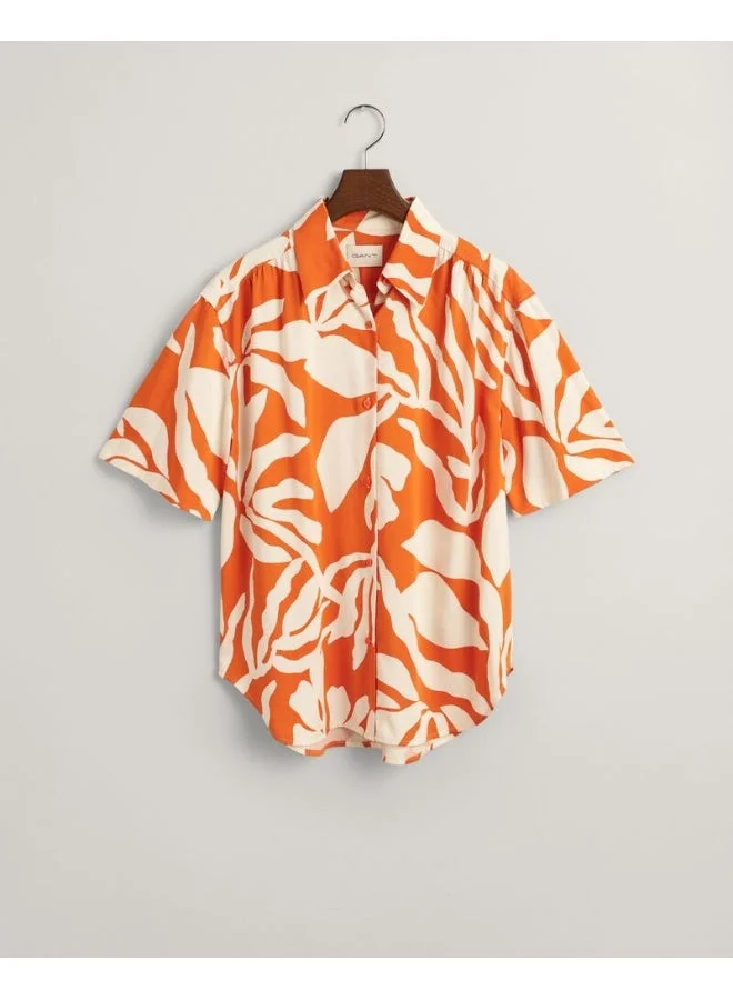 GANT Relaxed Fit Palm Print Short Sleeve Shirt