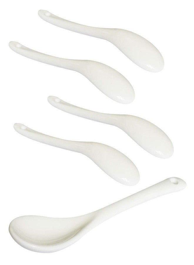 Lotatheta 4 pcs Porcelain Egg Spoons Ceramic Spoons 5 inch Coffee Dessert Yogurt Tea milky tea - Image 1