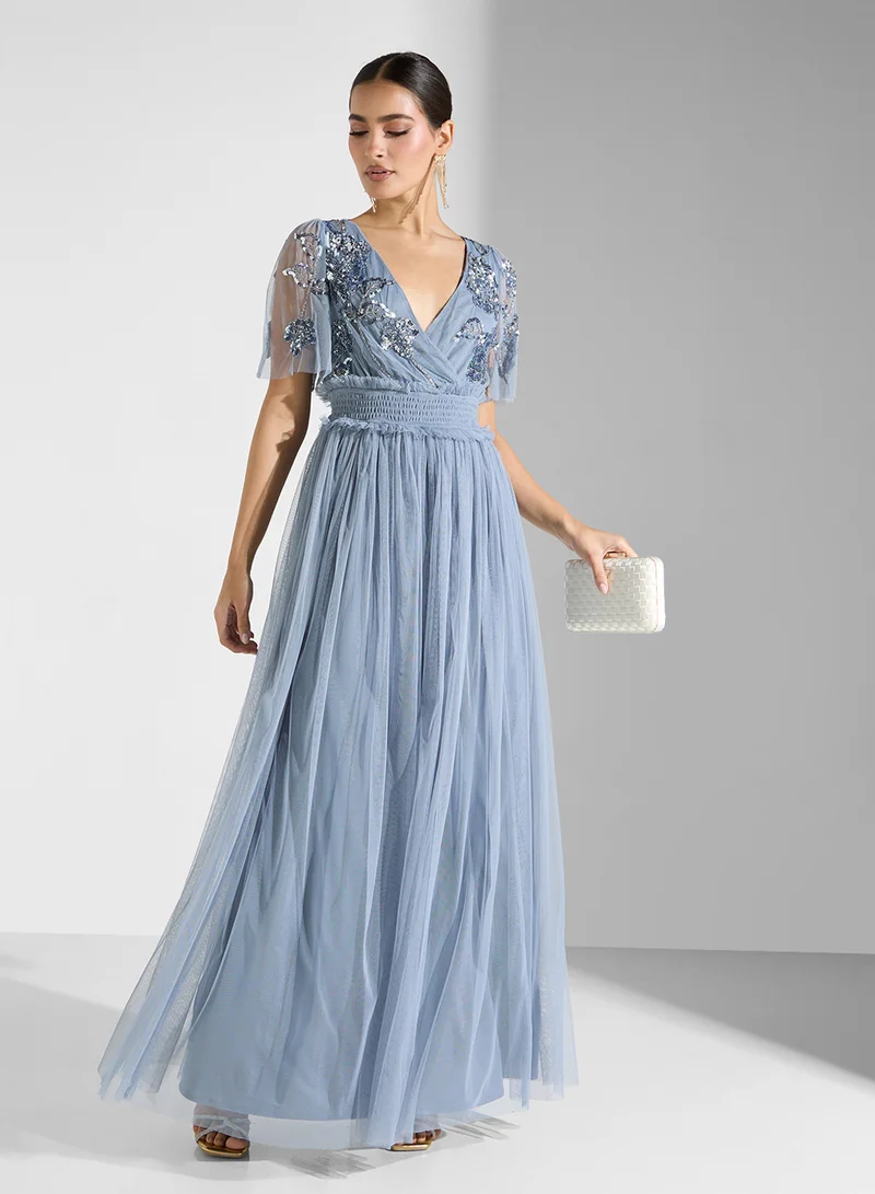 Maya Sequin Tulle Maxi Dress