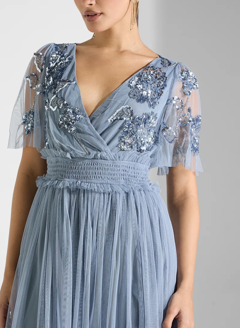 Maya Sequin Tulle Maxi Dress