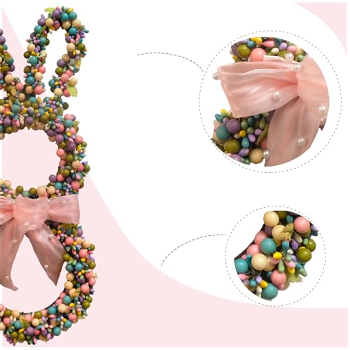 egolot 18 Inch Easter Bunny Berries Wreath for Front Door Spring Easter Twig Bunny Ribbon Bow Wreath for Indoor Outdoor Easter Wreath Decorations for Easter - Image 3