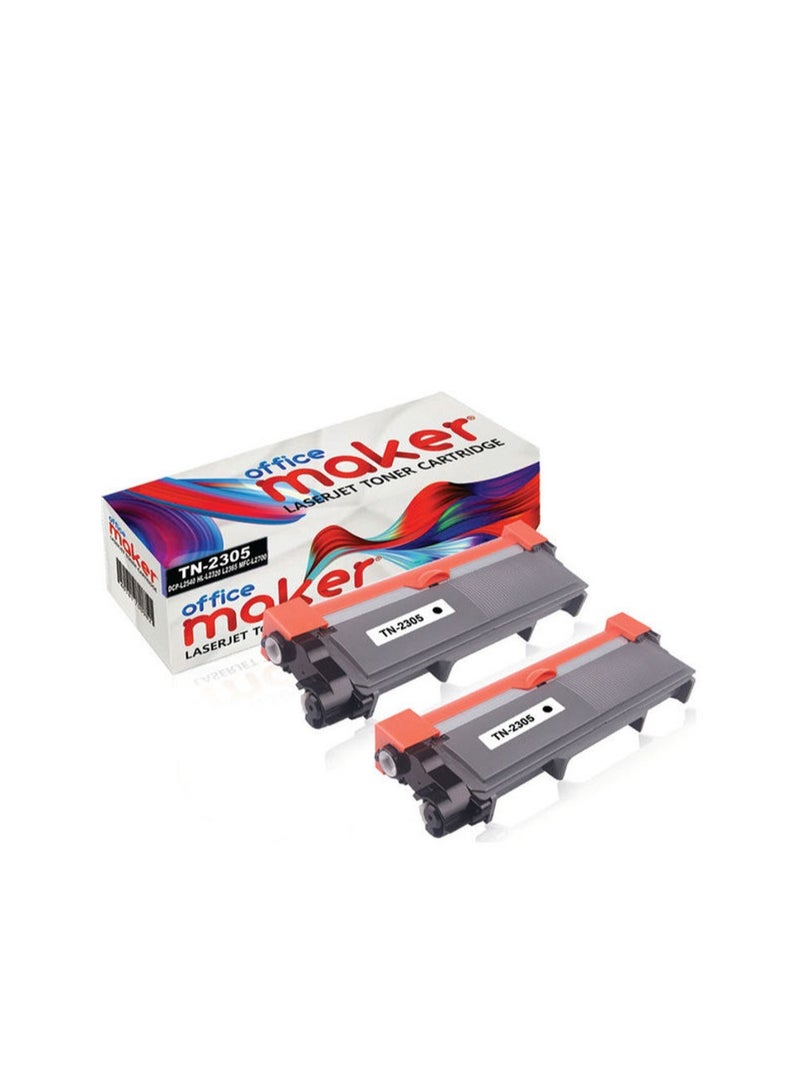 Office Maker 2-Piece Laserjet Toner Cartridge Set For Brother Printers Black