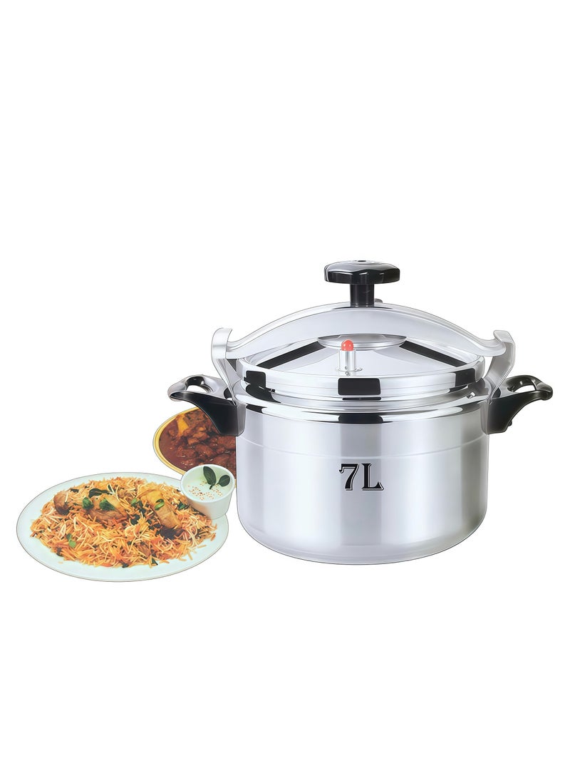 Denx 7L Pressure Cooker, Large Capacity Non Stick Aluminium Cooking Pot For Home & Kitchen, Fast Heating & Energy Saving Cooking Pot, Safe Lock Pressure Cooker For Rice, Biryani, Stew, Lentils, Soup, Meat, Family Size Multipurpose Cooker, Durable Nonstick Aluminium Cooker For Daily Use, DX3428 - Image 1