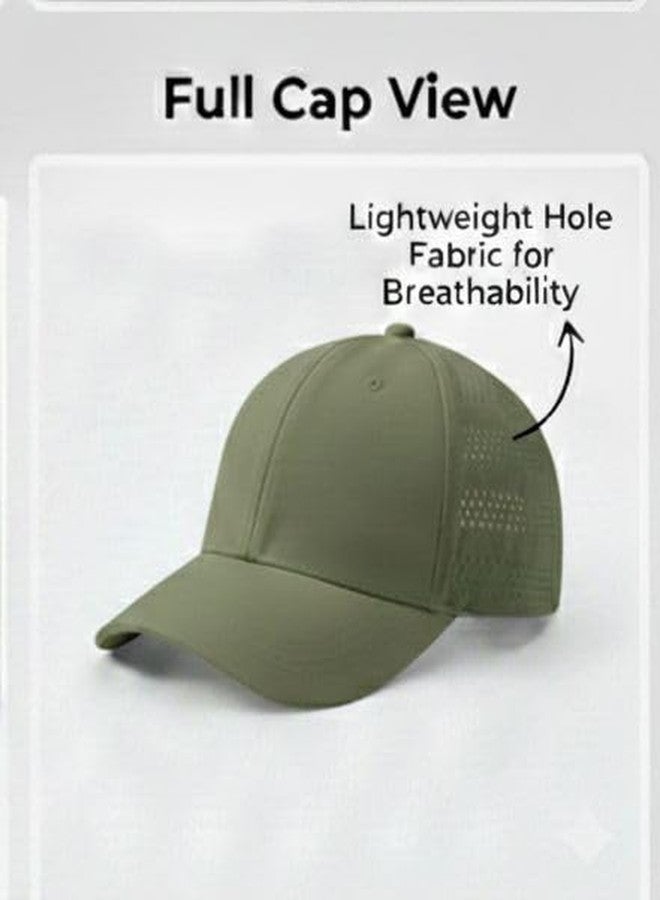 FAMWRAPZ Quick-Dry Baseball Cap, Gyming Breathable Water-Resistant, Sport Performance Mesh Polyester Laser Cut Hole Perforated Golf Hat Baseball Cap Green - Image 5