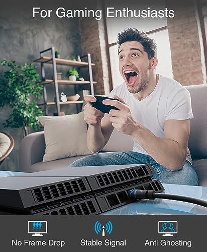 BlueRigger كابل HDMI BlueRigger 8K (15 قدم، 8K 60Hz HDR، 4K 120Hz، سرعة عالية 48Gbps مع Ethernet، eARC، 3D، HDCP 2.3) - متوافق مع PS5، Xbox، Roku، Apple TV، Switch، PC - Image 2