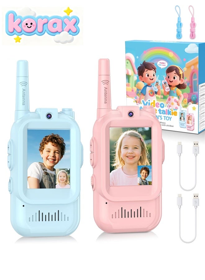 KORAX Children’s interactive toys, essential camping toys, Long-range voice paging device，parent-child interaction devices, handheld, two-piece sets, children’s toys, indoor/outdoor toys suitable for family games, outdoor gear, camping equipment, essential toys for family games suitable for boys and girls, ideal as Christmas gifts for children aged 3 to 12 (blue/pink). - Image 1