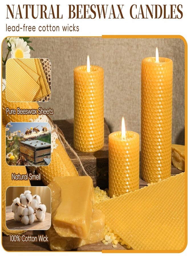 ginitiri Natural Beeswax Pillar Candles Hand-Rolled,3 Pack Multiple Heights Rolled Bees Wax Candle for Home,Unscented,Smokeless&Dripless-1.77x3in,2x4in,2x6in Pure Beeswax Candles for Wedding, Meditation, Gifts - Image 4