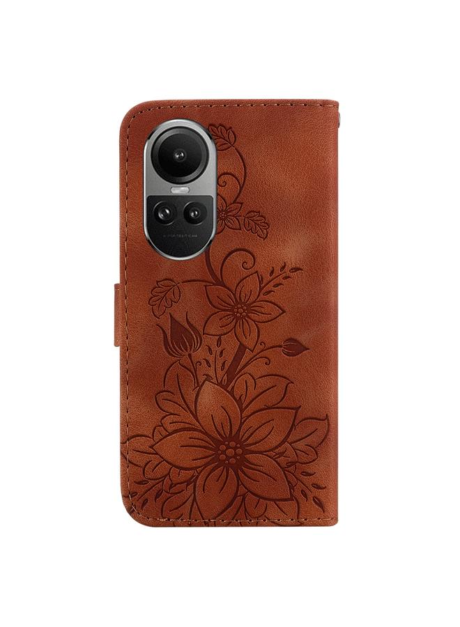 S-TOP Case For OPPO Reno10 5G / Reno10 Pro Global Lily Embossed Leather Phone Case - Image 3