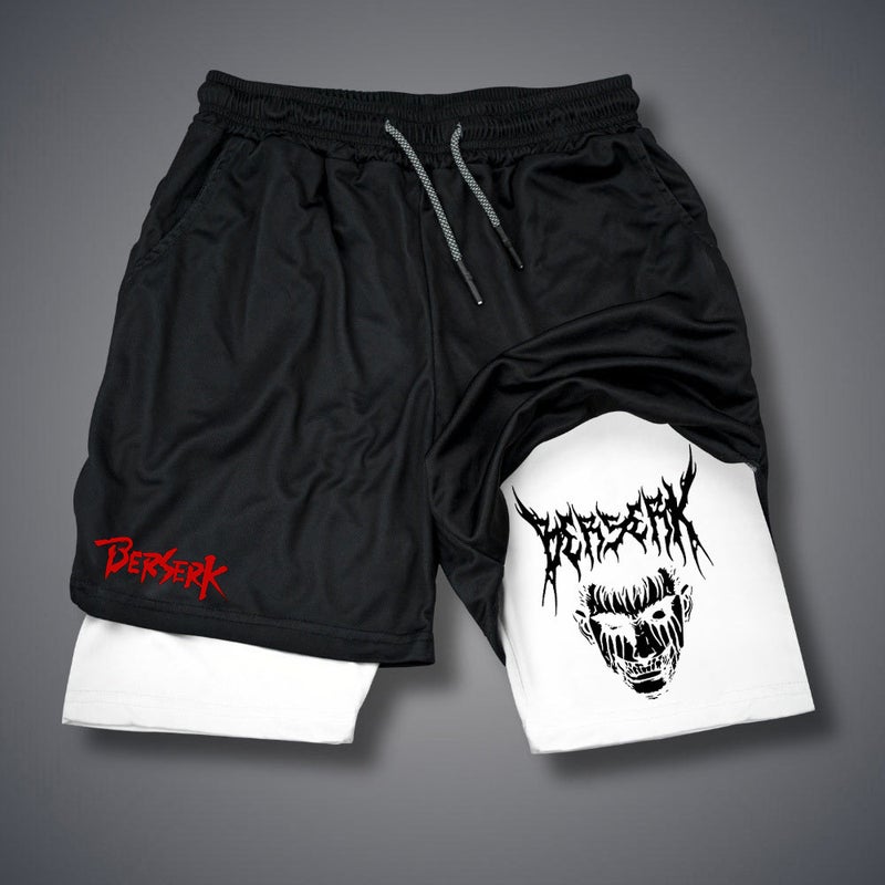 2025 new summer foreign trade Berserk animation shorts adult double beach pants fitness pants 14 white.