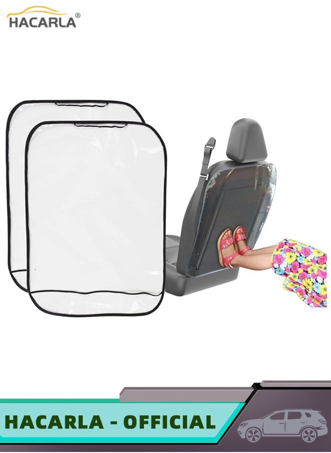HACARLA - 2 Pcs Car Seat Kick Mats Anti Dirty Car Seat Back Protector Cover Waterproof Seat Protector and Stain Resistant And 2 Pcs Car Headrest Hook Vehicle Back Seat Hanger Storage for Purse Groceries Bag - Image 1