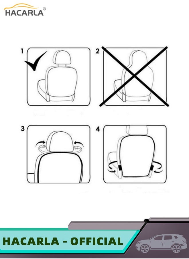 HACARLA - 2 Pcs Car Seat Kick Mats Anti Dirty Car Seat Back Protector Cover Waterproof Seat Protector and Stain Resistant And 2 Pcs Car Headrest Hook Vehicle Back Seat Hanger Storage for Purse Groceries Bag - Image 1