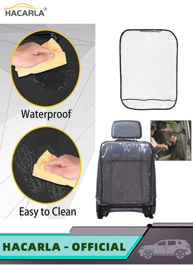 HACARLA - 2 Pcs Car Seat Kick Mats Anti Dirty Car Seat Back Protector Cover Waterproof Seat Protector and Stain Resistant And 2 Pcs Car Headrest Hook Vehicle Back Seat Hanger Storage for Purse Groceries Bag - Image 1