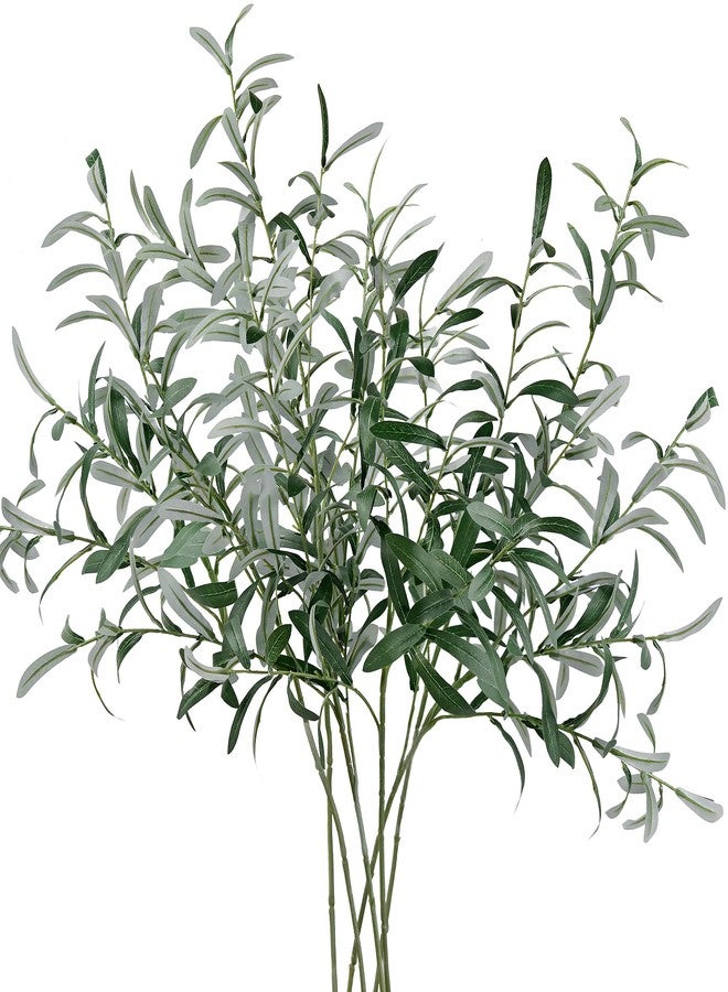 FiveSeasonStuff Artificial Olive Branches, 6 Gray-Green 30 Inch Faux Olive Stems with Bendable Wire for Vases & Centerpieces - Image 1