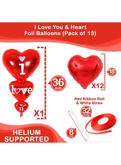 KATCHON Giant I Love You Balloons Set 36 Inch Red Rose Petals Pack Of 1000 | Script Love Balloon Red Heart Balloons For Valentines Day Decor | Valentines Day Balloons For Valentines Decorations  - Image 3