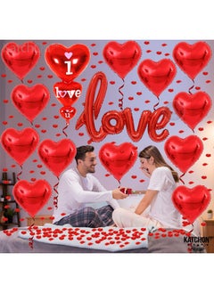 KATCHON Giant I Love You Balloons Set 36 Inch Red Rose Petals Pack Of 1000 | Script Love Balloon Red Heart Balloons For Valentines Day Decor | Valentines Day Balloons For Valentines Decorations  - Image 2