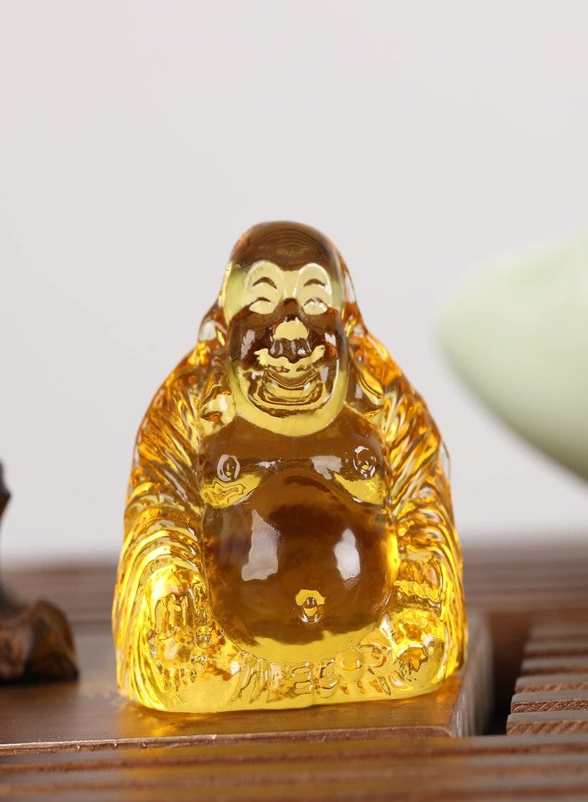 Reyife Healing Crystal Laughing Buddha Statue Mini Happy Lucky Buddha Figurine Meditation Feng Shui Wealth Ornament for Desk Car Home Decor - Image 2