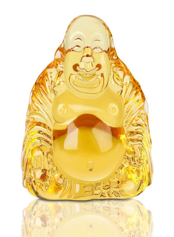 Reyife Healing Crystal Laughing Buddha Statue Mini Happy Lucky Buddha Figurine Meditation Feng Shui Wealth Ornament for Desk Car Home Decor - Image 1