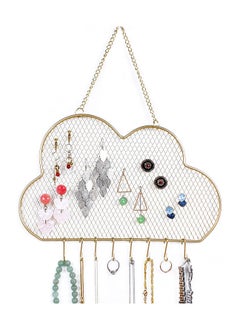 SYOSI Hanging Wall Wall Jewelry Rack Hanging Earring Holder Hanging Jewelry Organizer Display Grid Golden Cloud Shaped Bracelet Necklace and Ring Organizer with 8 Hooks  - Image 1