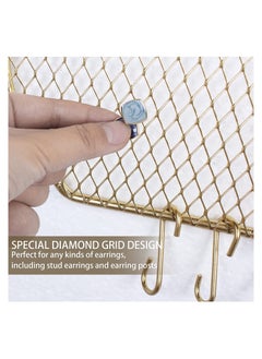 SYOSI Hanging Wall Wall Jewelry Rack Hanging Earring Holder Hanging Jewelry Organizer Display Grid Golden Cloud Shaped Bracelet Necklace and Ring Organizer with 8 Hooks  - Image 4